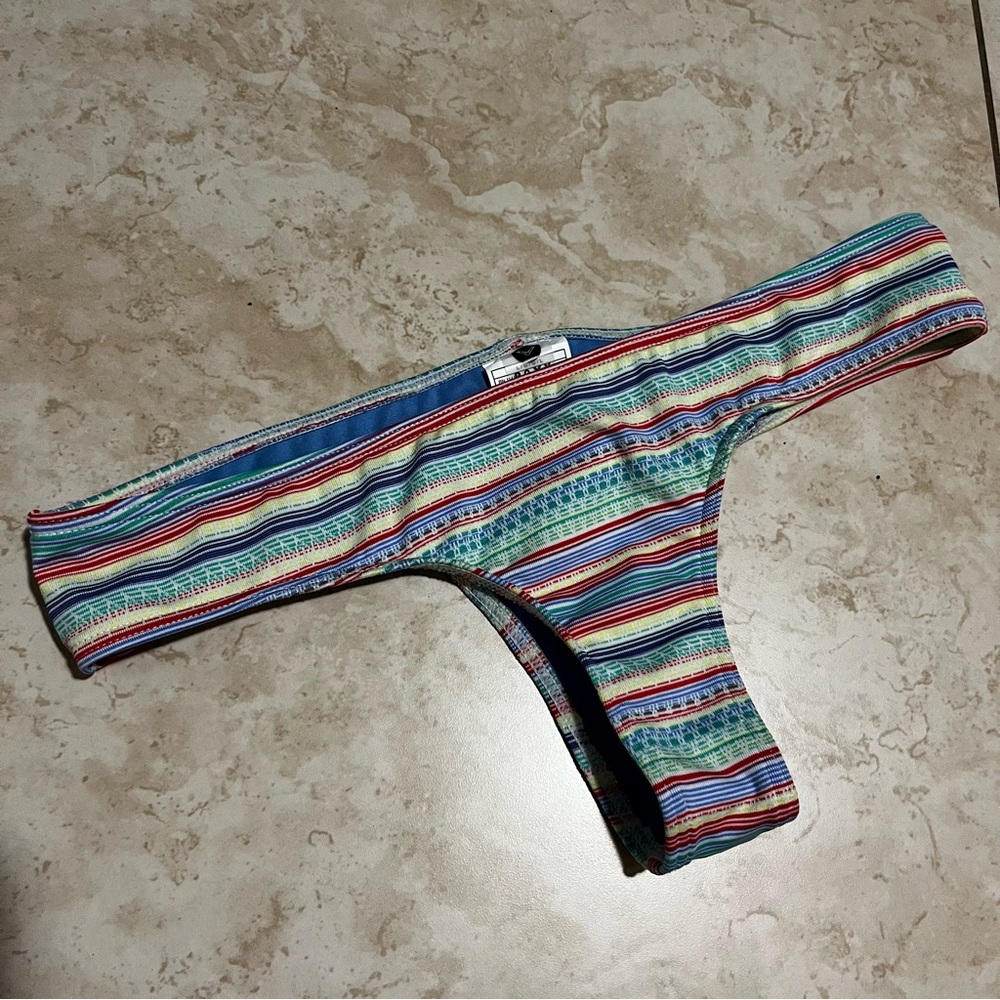 ROXY Striped Multicolor Bikini Bottom large scrunch booty